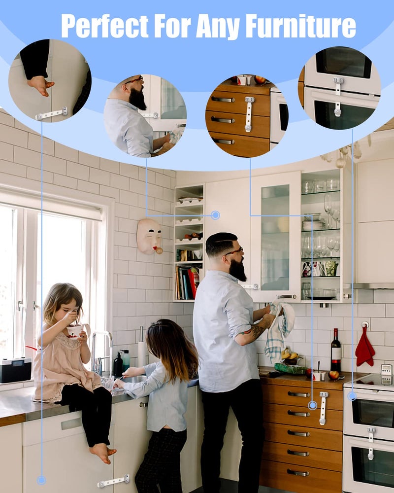 SEQUHITKU Baby Proofing Child Safety Locks(3 PCS) - Cabinet Locks for Babies,3M Adhesive Cabinet Latches, Multi-Purpose for Fridge Drawers,Ovens Toilet Seats,Trash Can, No Drilling (3 Count) - Image 2